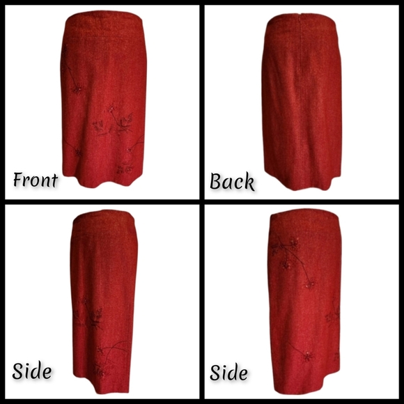 BCBGMaxAzria Wool-Blend Pencil Skirt with Stitch Embroidery - Picture 15 of 16